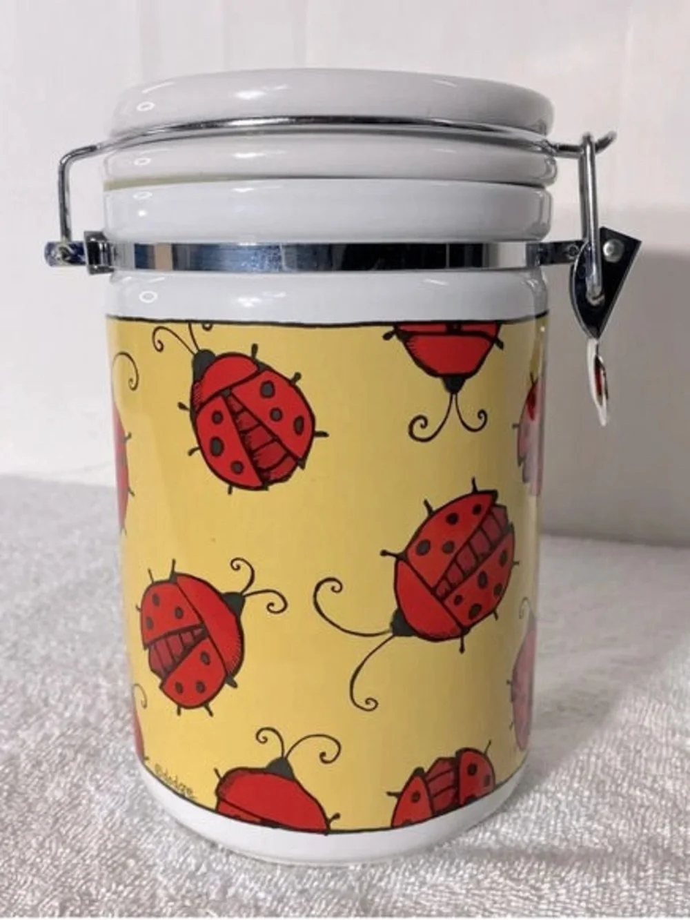 Ceramic Yellow Ladybug Airtight Storage Canister